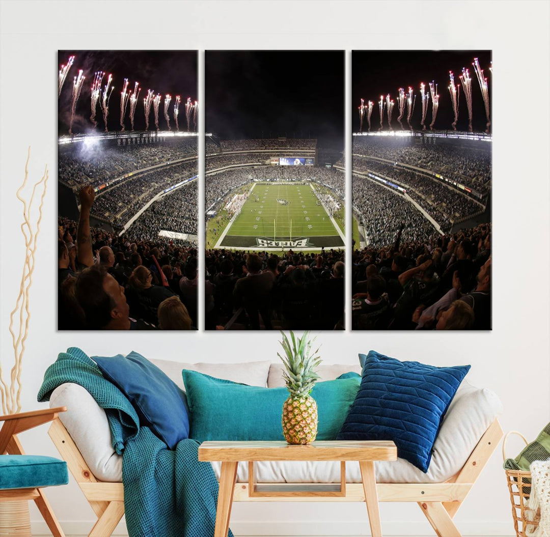 Lincoln Financial Field Philadelphia Eagles Stadium Wall Art Ready to Hang Canvas Football Stadium Print NFL Poster Dorm & Man Cave Wall Art