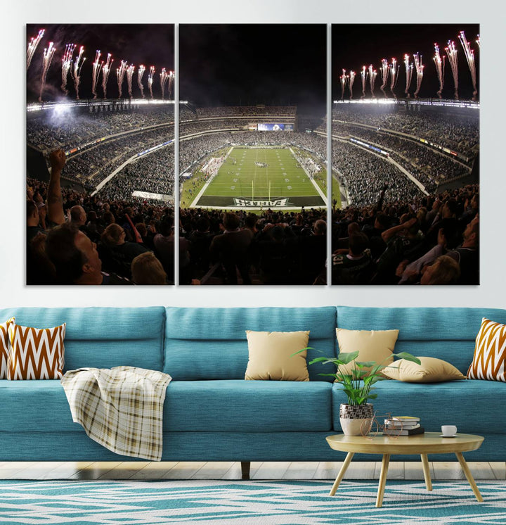 Lincoln Financial Field Philadelphia Eagles Stadium Wall Art Ready to Hang Canvas Football Stadium Print NFL Poster Dorm & Man Cave Wall Art