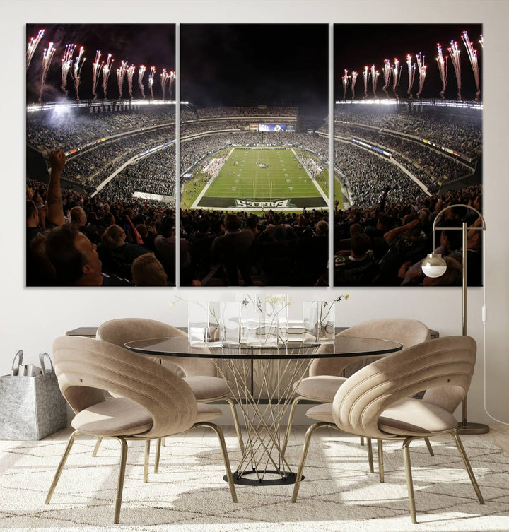 Lincoln Financial Field Philadelphia Eagles Stadium Wall Art Ready to Hang Canvas Football Stadium Print NFL Poster Dorm & Man Cave Wall Art