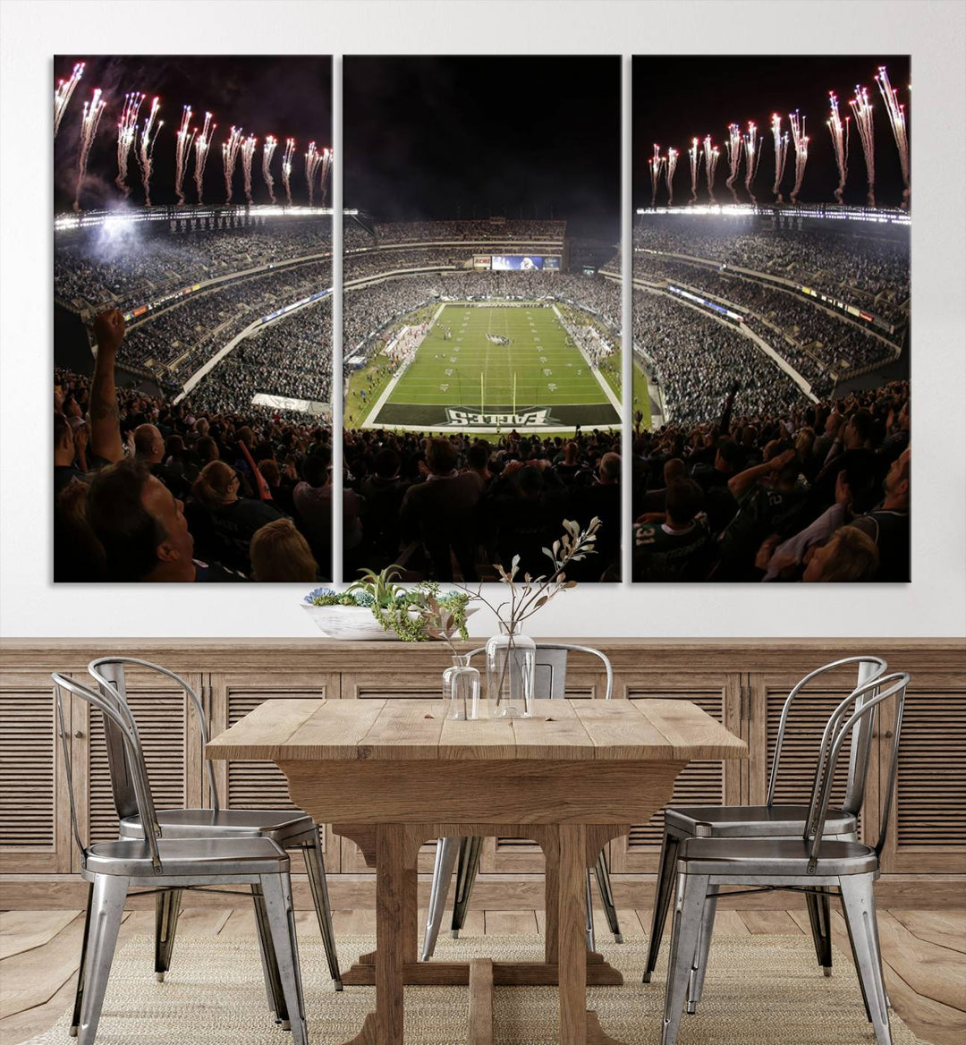 Lincoln Financial Field Philadelphia Eagles Stadium Wall Art Ready to Hang Canvas Football Stadium Print NFL Poster Dorm & Man Cave Wall Art