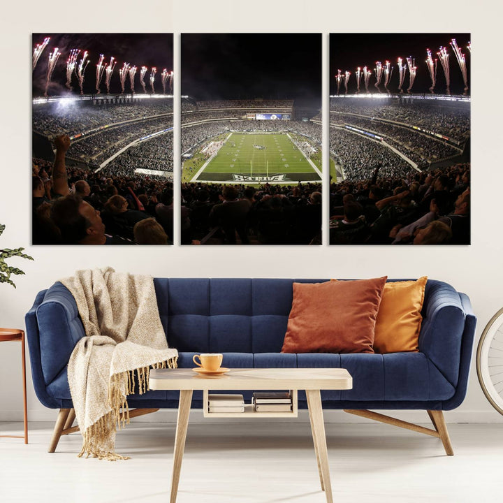 Lincoln Financial Field Philadelphia Eagles Stadium Wall Art Ready to Hang Canvas Football Stadium Print NFL Poster Dorm & Man Cave Wall Art