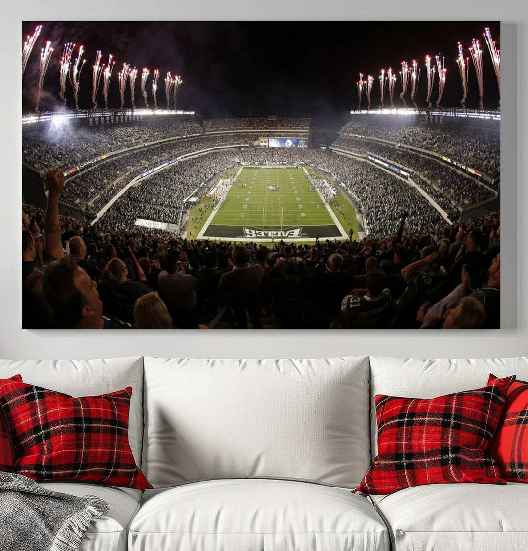 Lincoln Financial Field Philadelphia Eagles Stadium Wall Art Ready to Hang Canvas Football Stadium Print NFL Poster Dorm & Man Cave Wall Art