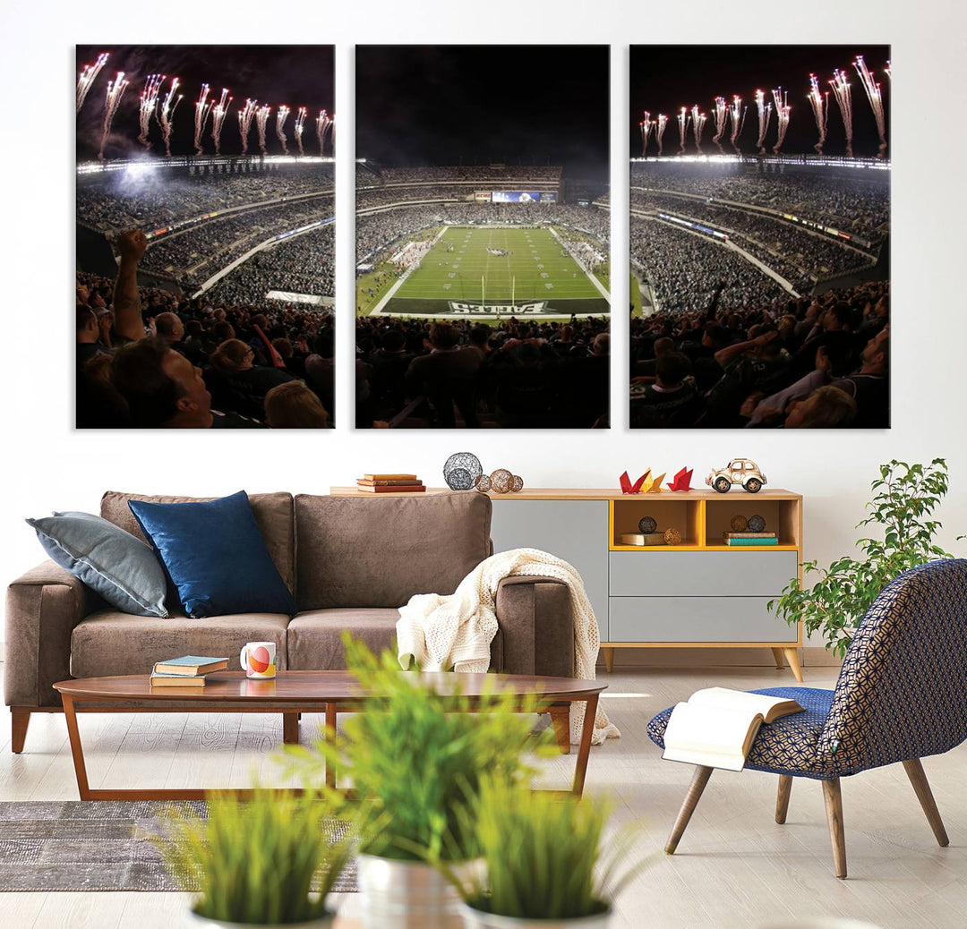 Lincoln Financial Field Philadelphia Eagles Stadium Wall Art Ready to Hang Canvas Football Stadium Print NFL Poster Dorm & Man Cave Wall Art