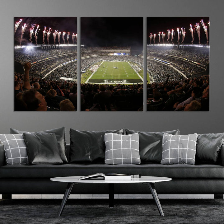 Lincoln Financial Field Philadelphia Eagles Stadium Wall Art Ready to Hang Canvas Football Stadium Print NFL Poster Dorm & Man Cave Wall Art