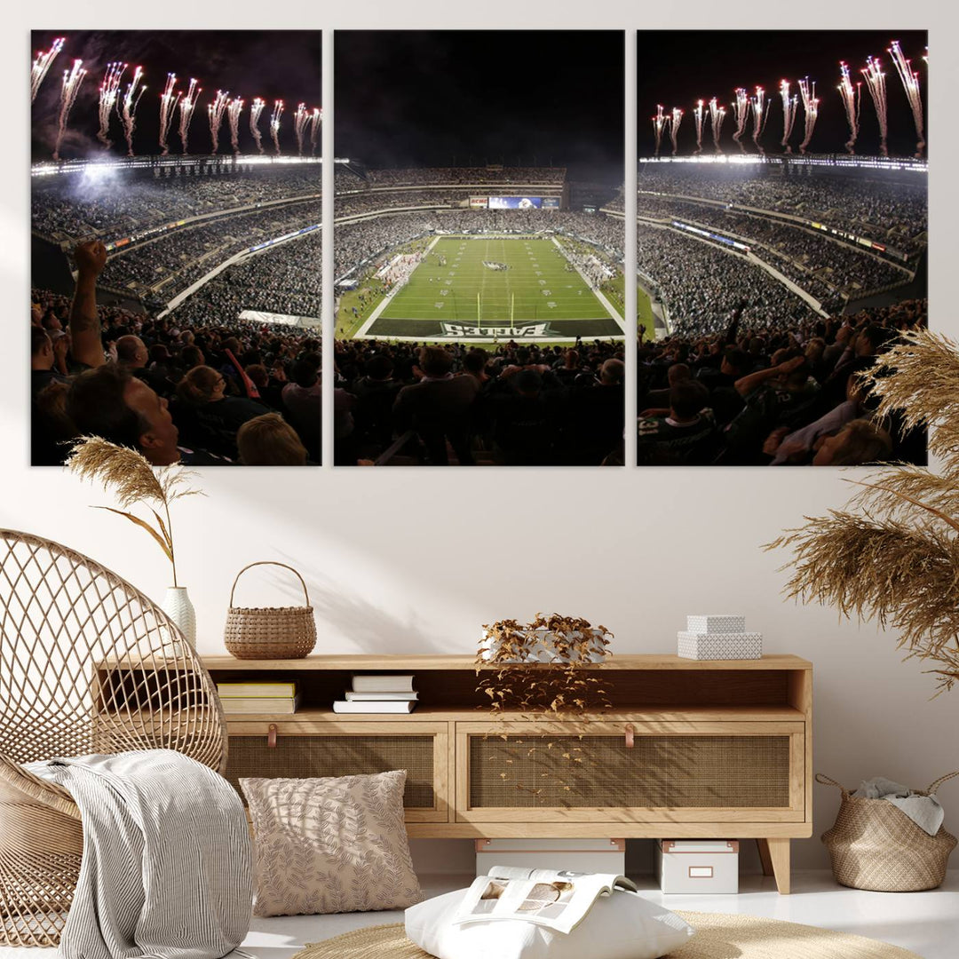 Lincoln Financial Field Philadelphia Eagles Stadium Wall Art Ready to Hang Canvas Football Stadium Print NFL Poster Dorm & Man Cave Wall Art