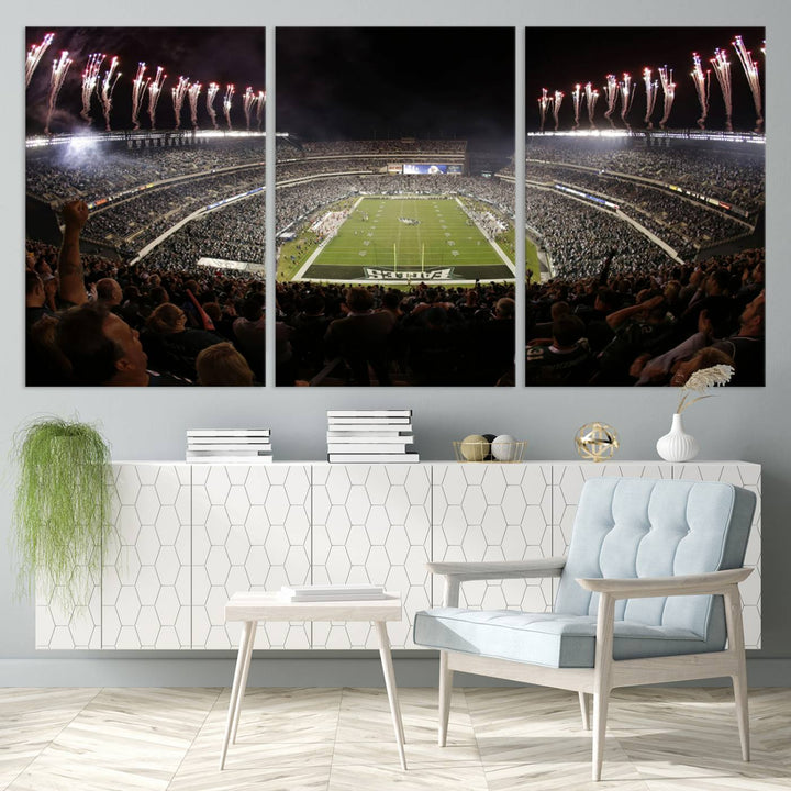 Lincoln Financial Field Philadelphia Eagles Stadium Wall Art Ready to Hang Canvas Football Stadium Print NFL Poster Dorm & Man Cave Wall Art