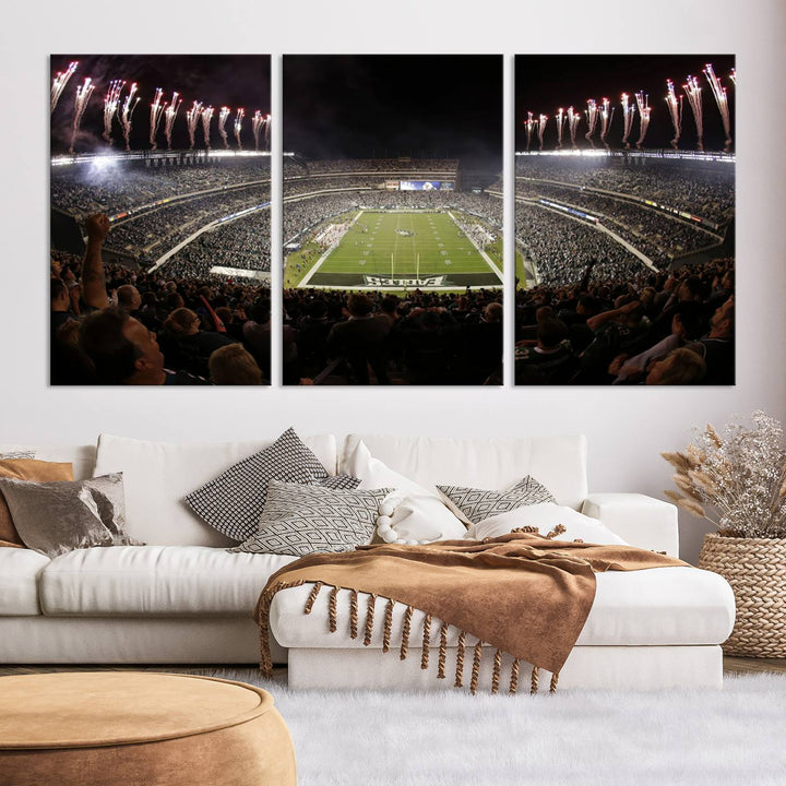 Lincoln Financial Field Philadelphia Eagles Stadium Wall Art Ready to Hang Canvas Football Stadium Print NFL Poster Dorm & Man Cave Wall Art