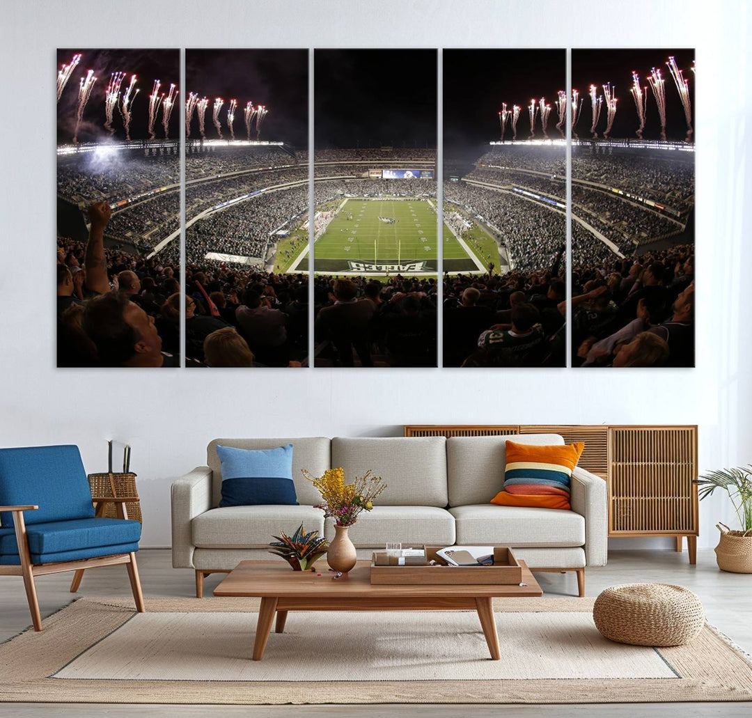 Lincoln Financial Field Philadelphia Eagles Stadium Wall Art Ready to Hang Canvas Football Stadium Print NFL Poster Dorm & Man Cave Wall Art