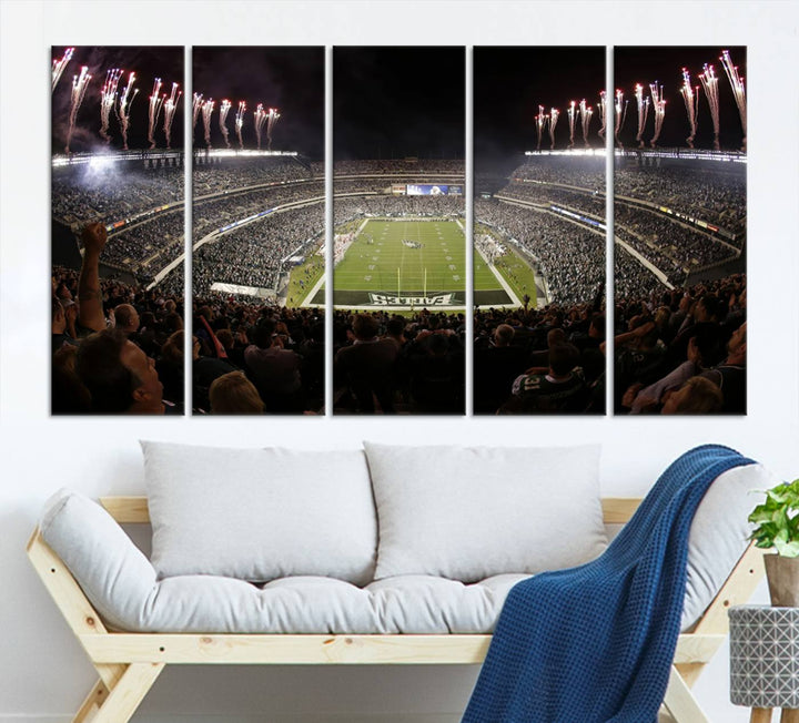 Lincoln Financial Field Philadelphia Eagles Stadium Wall Art Ready to Hang Canvas Football Stadium Print NFL Poster Dorm & Man Cave Wall Art