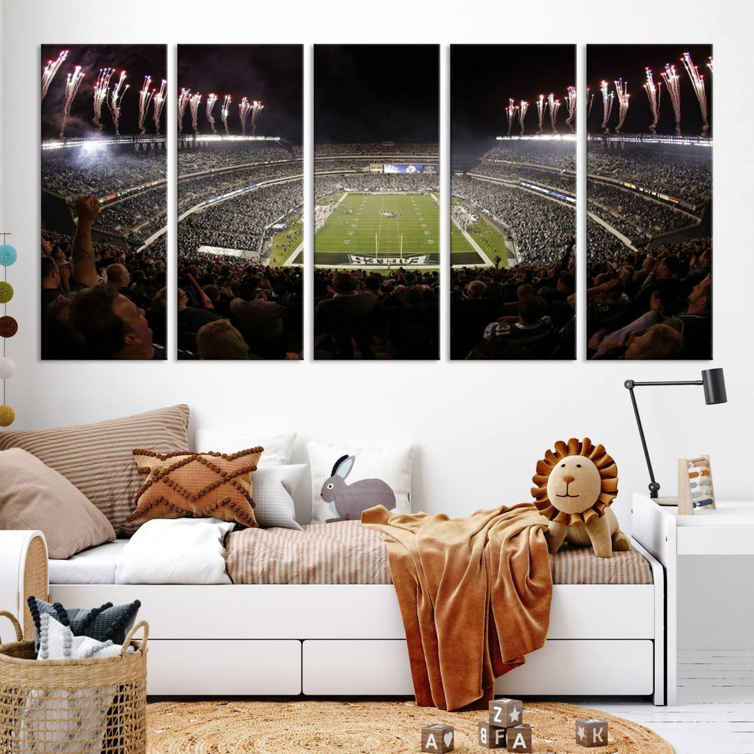 Lincoln Financial Field Philadelphia Eagles Stadium Wall Art Ready to Hang Canvas Football Stadium Print NFL Poster Dorm & Man Cave Wall Art