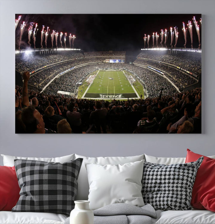 Lincoln Financial Field Philadelphia Eagles Stadium Wall Art Ready to Hang Canvas Football Stadium Print NFL Poster Dorm & Man Cave Wall Art