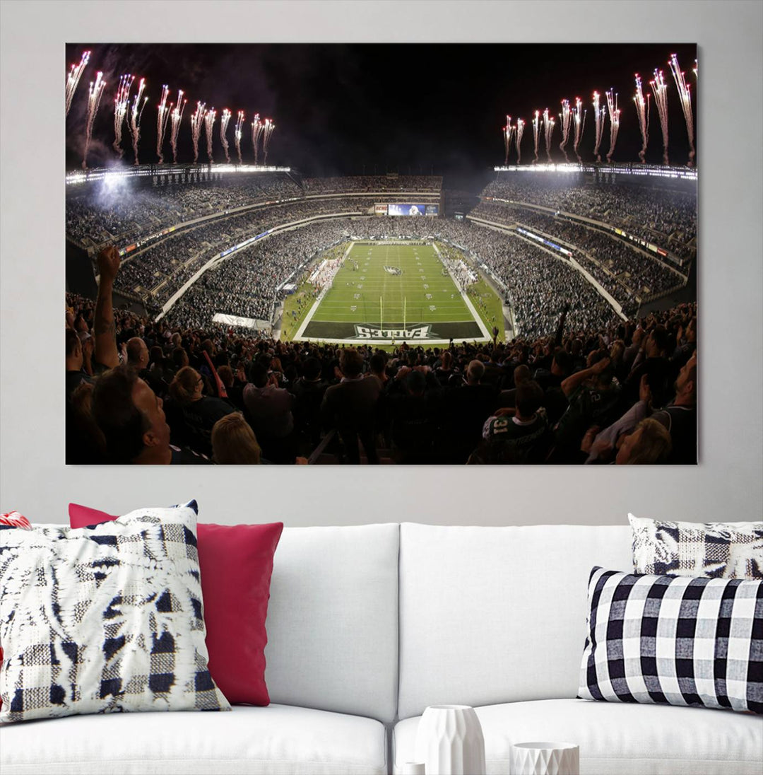 Lincoln Financial Field Philadelphia Eagles Stadium Wall Art Ready to Hang Canvas Football Stadium Print NFL Poster Dorm & Man Cave Wall Art