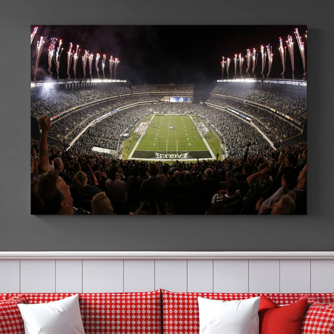 Lincoln Financial Field Philadelphia Eagles Stadium Wall Art Ready to Hang Canvas Football Stadium Print NFL Poster Dorm & Man Cave Wall Art