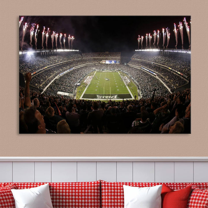 Lincoln Financial Field Philadelphia Eagles Stadium Wall Art Ready to Hang Canvas Football Stadium Print NFL Poster Dorm & Man Cave Wall Art