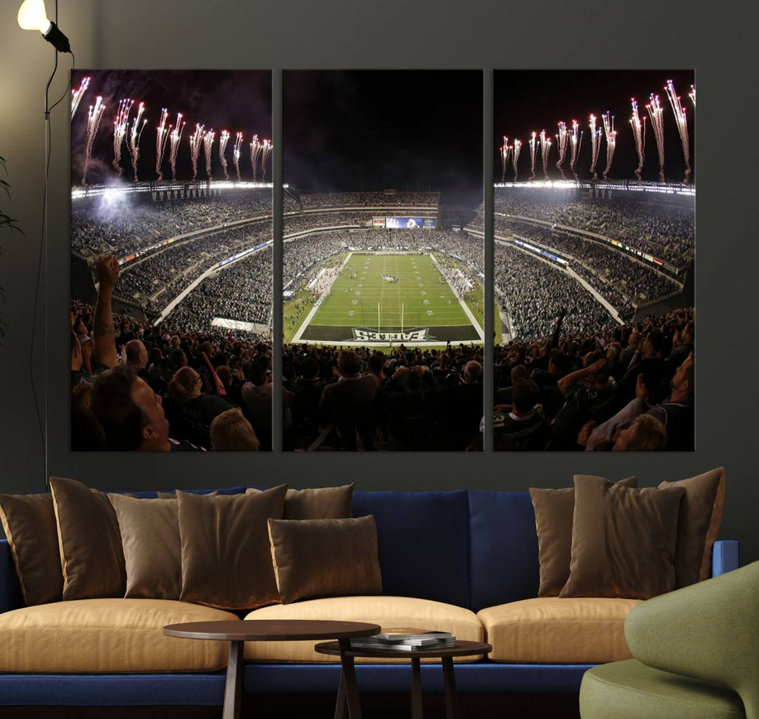 Lincoln Financial Field Philadelphia Eagles Stadium Wall Art Ready to Hang Canvas Football Stadium Print NFL Poster Dorm & Man Cave Wall Art