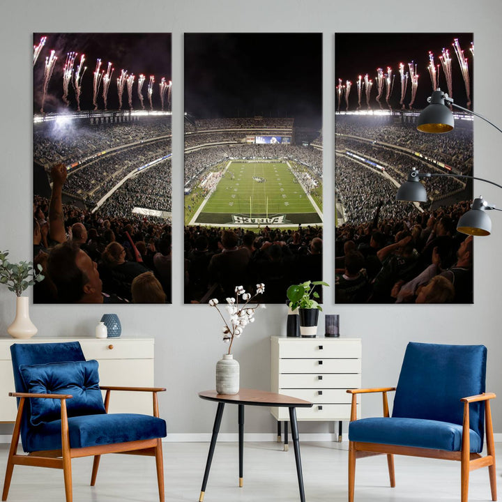 Lincoln Financial Field Philadelphia Eagles Stadium Wall Art Ready to Hang Canvas Football Stadium Print NFL Poster Dorm & Man Cave Wall Art