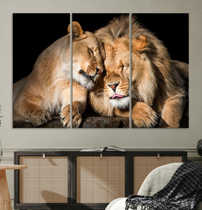 Lion Family and Love Extra Large Animal Canvas Wall Art Print