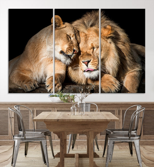 Lion Family and Love Extra Large Animal Canvas Wall Art Print