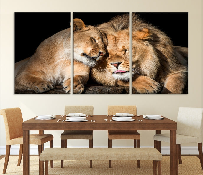 Lion Family and Love Extra Large Animal Canvas Wall Art Print