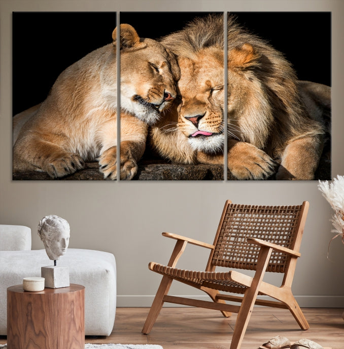 Lion Family and Love Extra Large Animal Canvas Wall Art Print