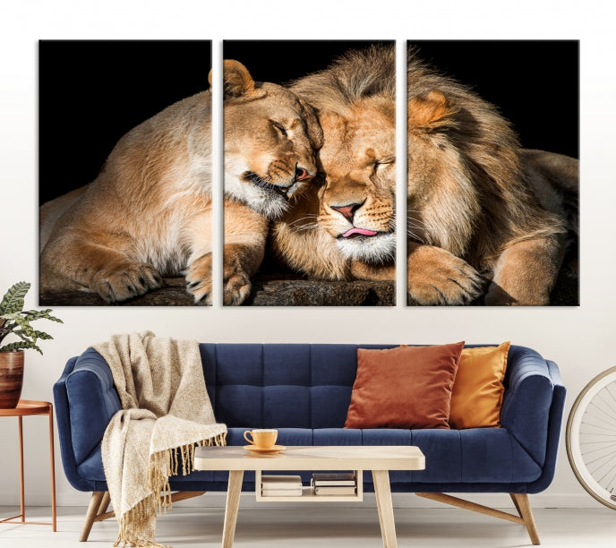 Lion Family and Love Extra Large Animal Canvas Wall Art Print