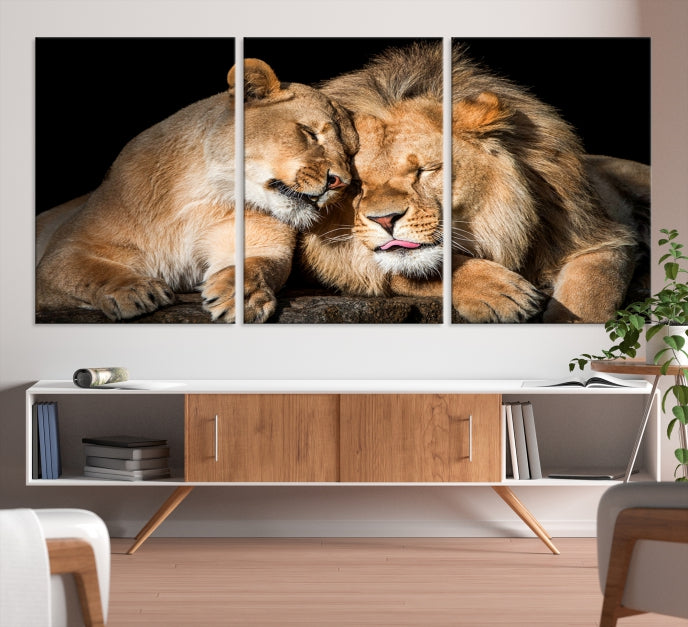 Lion Family and Love Extra Large Animal Canvas Wall Art Print