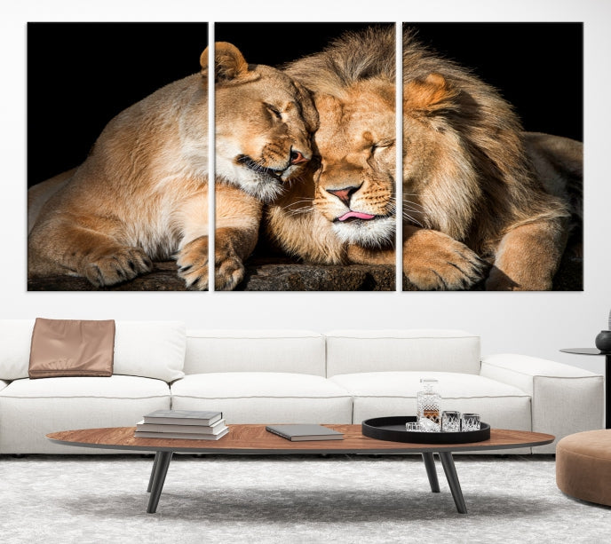 Lion Family and Love Extra Large Animal Canvas Wall Art Print