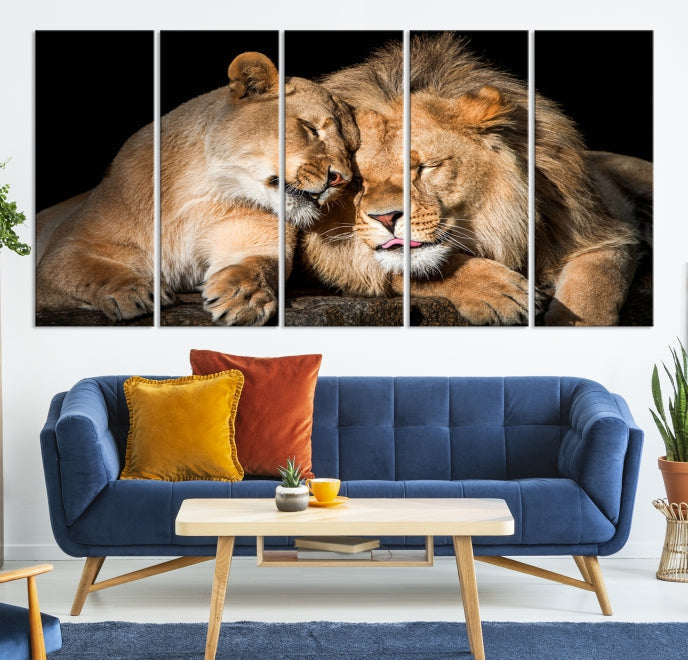 Lion Family and Love Extra Large Animal Canvas Wall Art Print