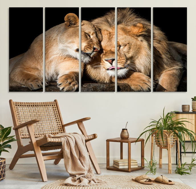 Lion Family and Love Extra Large Animal Canvas Wall Art Print