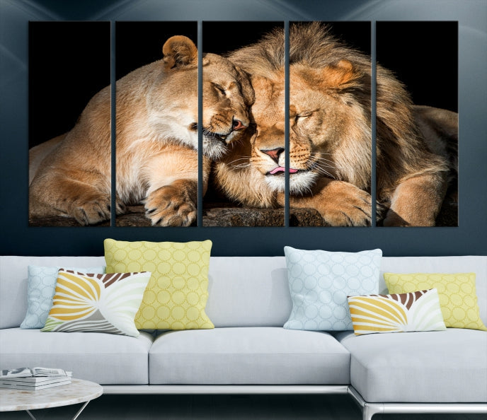 Lion Family and Love Extra Large Animal Canvas Wall Art Print