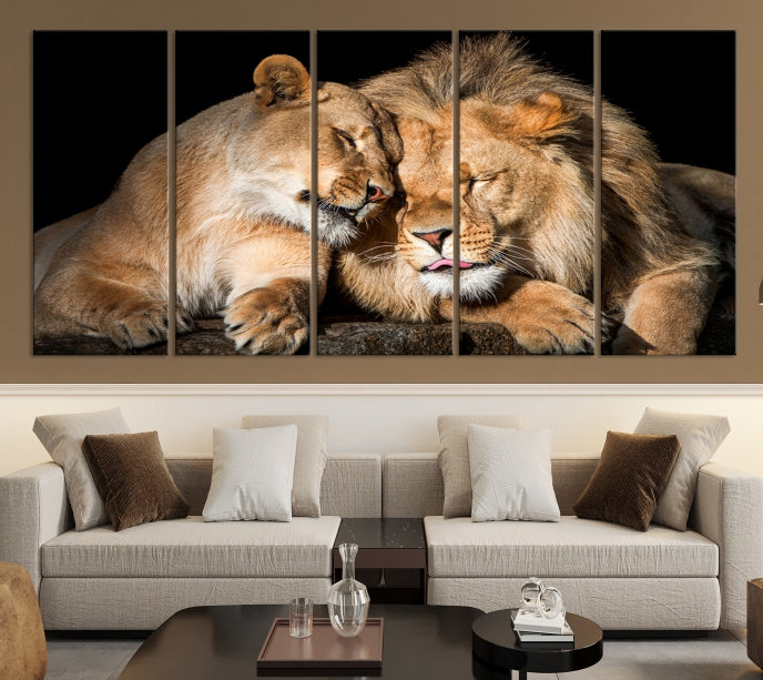 Lion Family and Love Extra Large Animal Canvas Wall Art Print