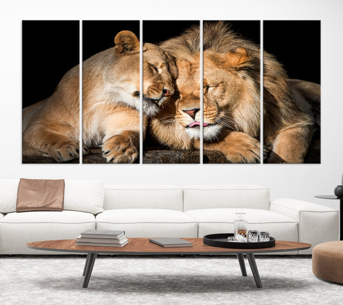 Lion Family and Love Extra Large Animal Canvas Wall Art Print