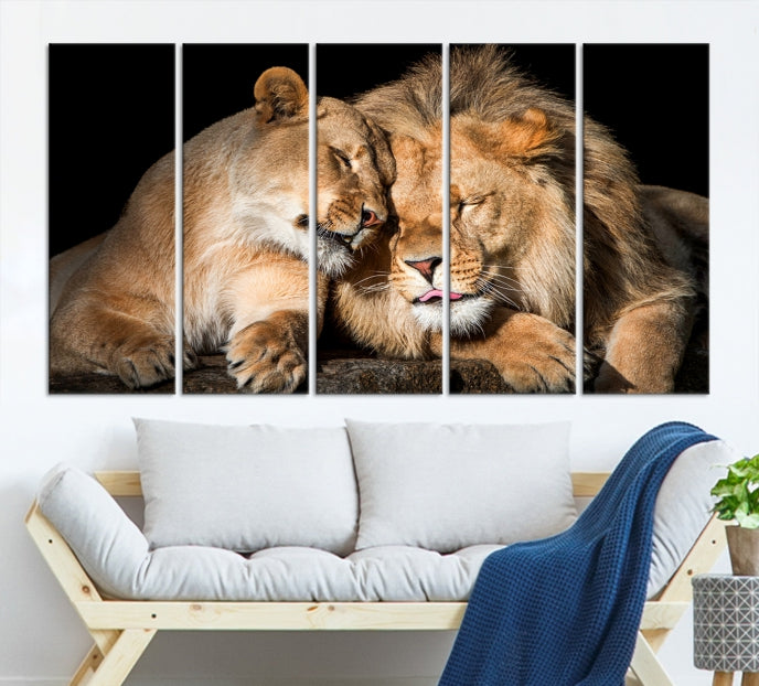 Lion Family and Love Extra Large Animal Canvas Wall Art Print