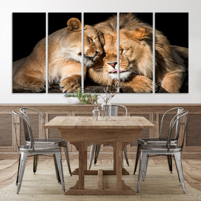 Lion Family and Love Extra Large Animal Canvas Wall Art Print