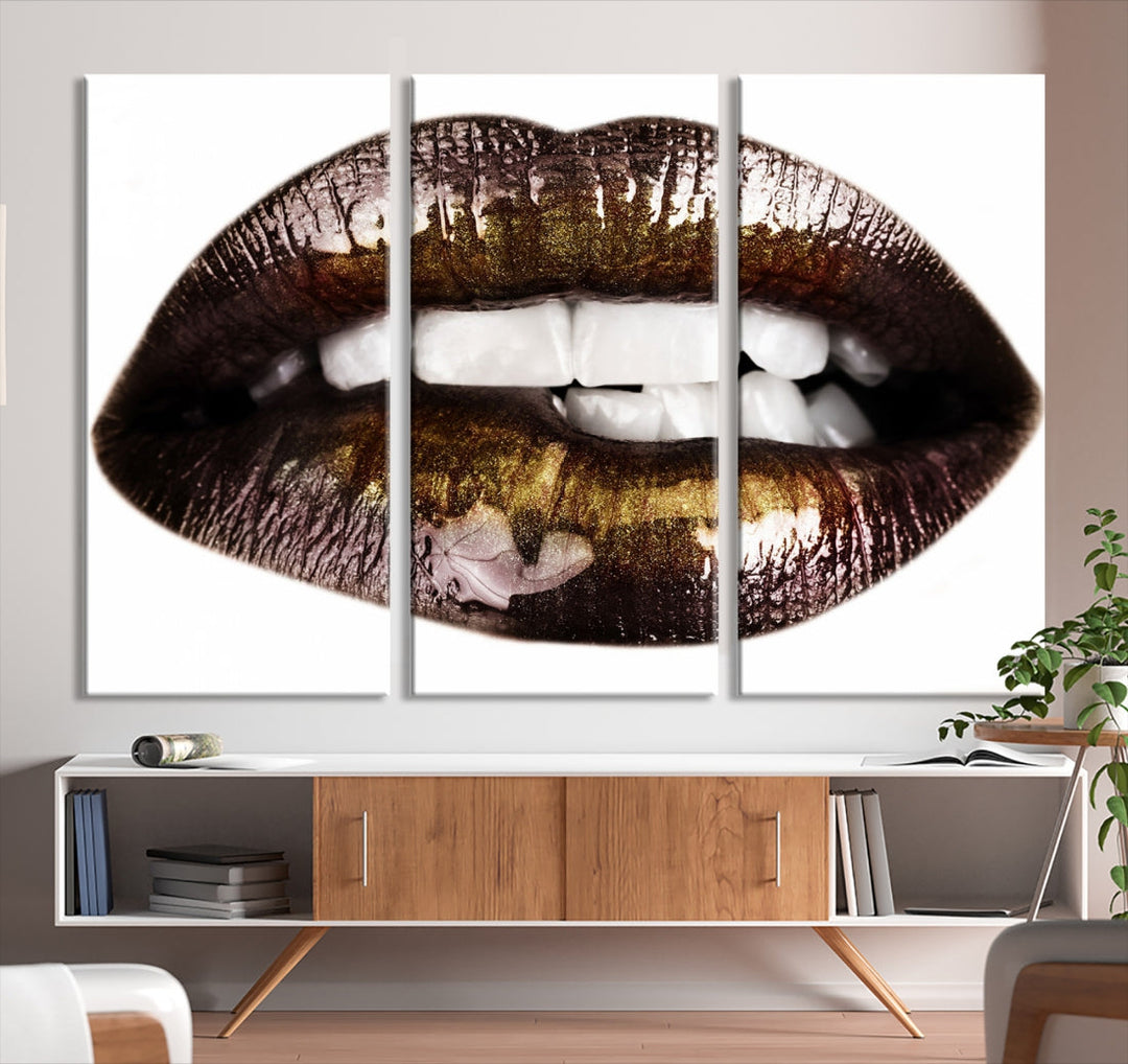 Lips Makeup Canvas Wall Art Large Print Art Woman Lips Canvas Print Fashion Beauty Art Trendy Wall Art Multi Panel Wall