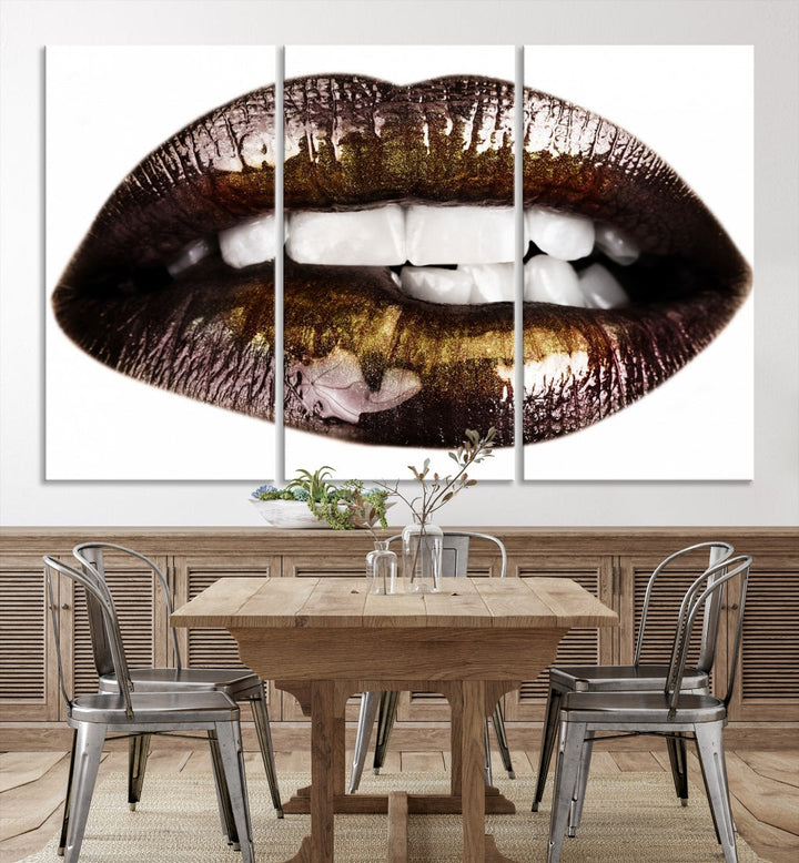 Lips Makeup Canvas Wall Art Large Print Art Woman Lips Canvas Print Fashion Beauty Art Trendy Wall Art Multi Panel Wall