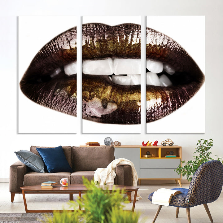 Lips Makeup Canvas Wall Art Large Print Art Woman Lips Canvas Print Fashion Beauty Art Trendy Wall Art Multi Panel Wall