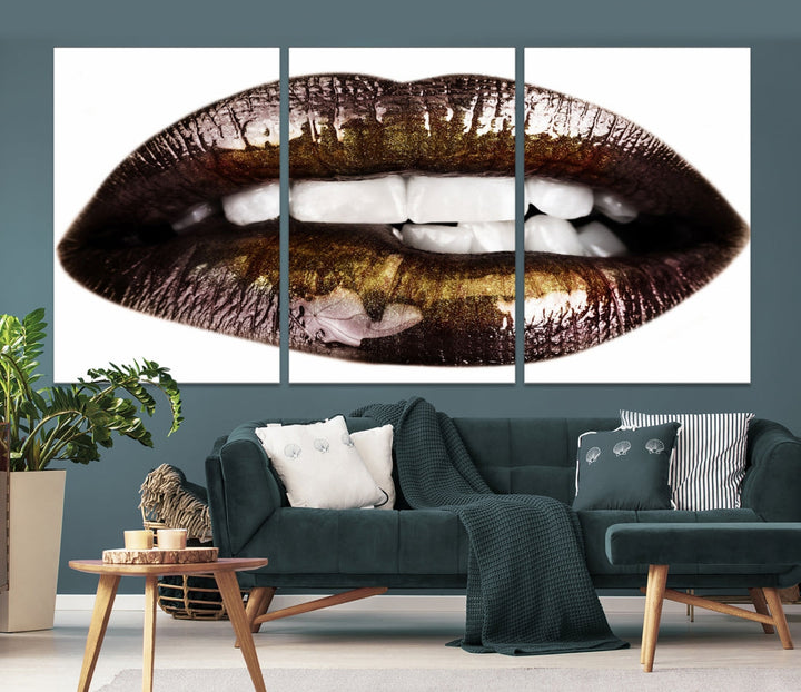 Lips Makeup Canvas Wall Art Large Print Art Woman Lips Canvas Print Fashion Beauty Art Trendy Wall Art Multi Panel Wall