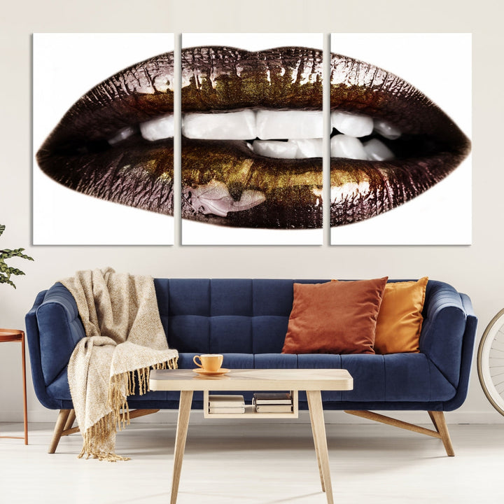 Lips Makeup Canvas Wall Art Large Print Art Woman Lips Canvas Print Fashion Beauty Art Trendy Wall Art Multi Panel Wall