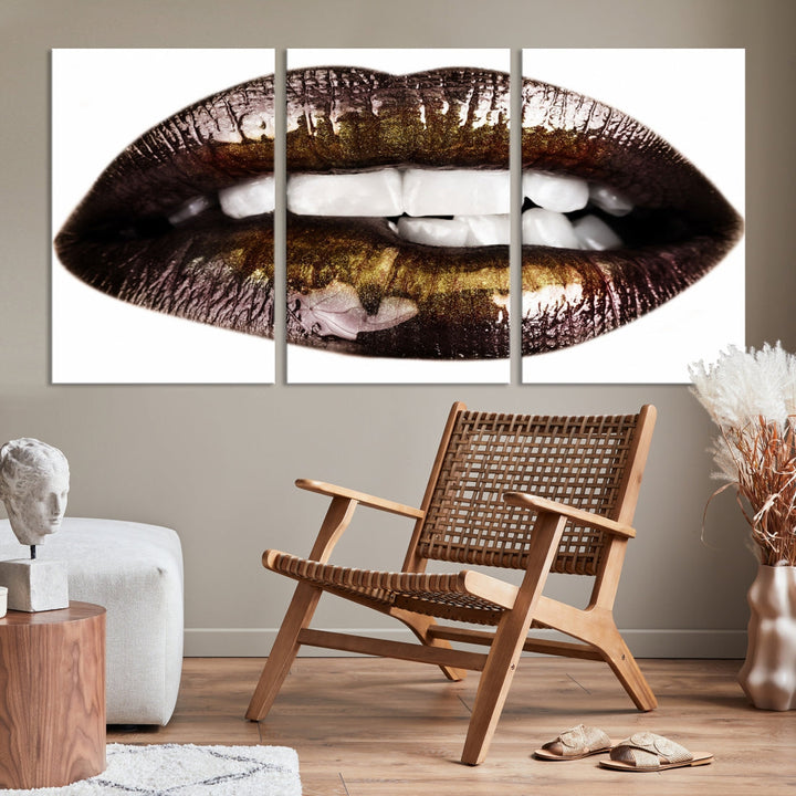 Lips Makeup Canvas Wall Art Large Print Art Woman Lips Canvas Print Fashion Beauty Art Trendy Wall Art Multi Panel Wall