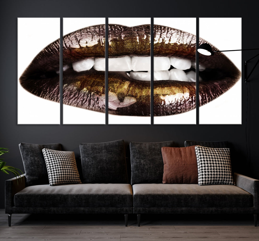 Lips Makeup Canvas Wall Art Large Print Art Woman Lips Canvas Print Fashion Beauty Art Trendy Wall Art Multi Panel Wall