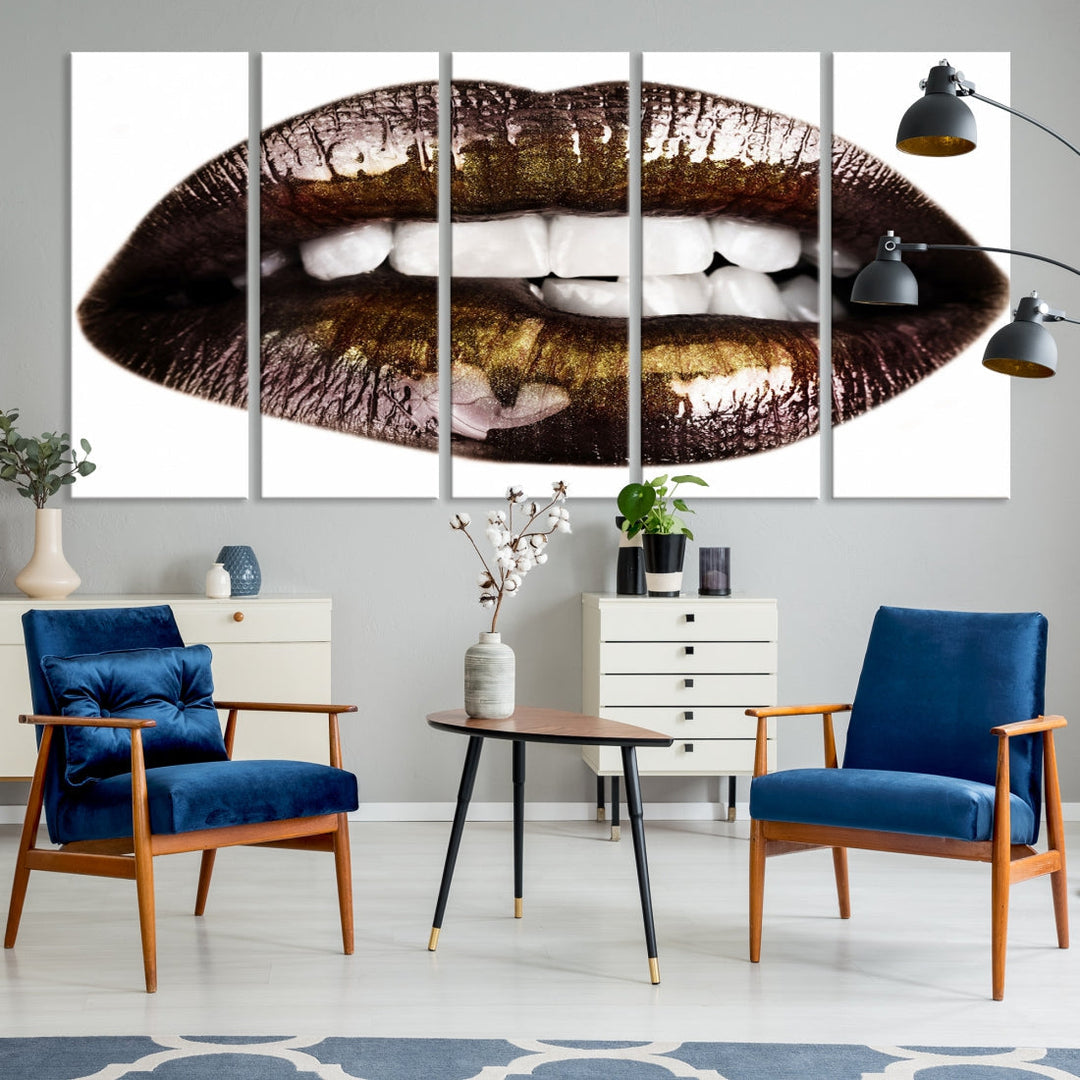 Lips Makeup Canvas Wall Art Large Print Art Woman Lips Canvas Print Fashion Beauty Art Trendy Wall Art Multi Panel Wall