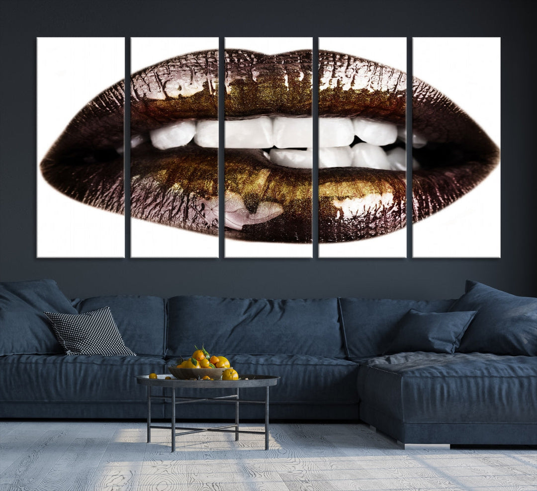 Lips Makeup Canvas Wall Art Large Print Art Woman Lips Canvas Print Fashion Beauty Art Trendy Wall Art Multi Panel Wall