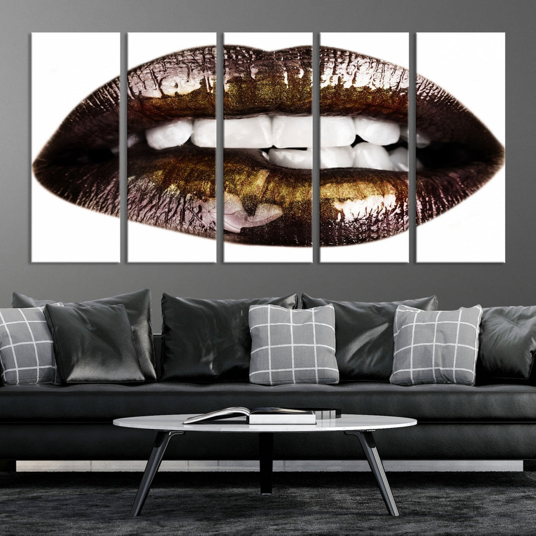 Lips Makeup Canvas Wall Art Large Print Art Woman Lips Canvas Print Fashion Beauty Art Trendy Wall Art Multi Panel Wall