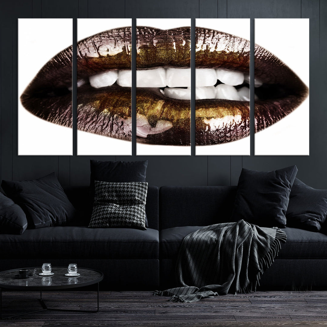 Lips Makeup Canvas Wall Art Large Print Art Woman Lips Canvas Print Fashion Beauty Art Trendy Wall Art Multi Panel Wall