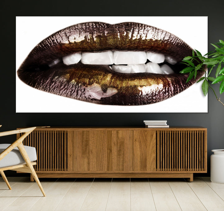 Lips Makeup Canvas Wall Art Large Print Art Woman Lips Canvas Print Fashion Beauty Art Trendy Wall Art Multi Panel Wall