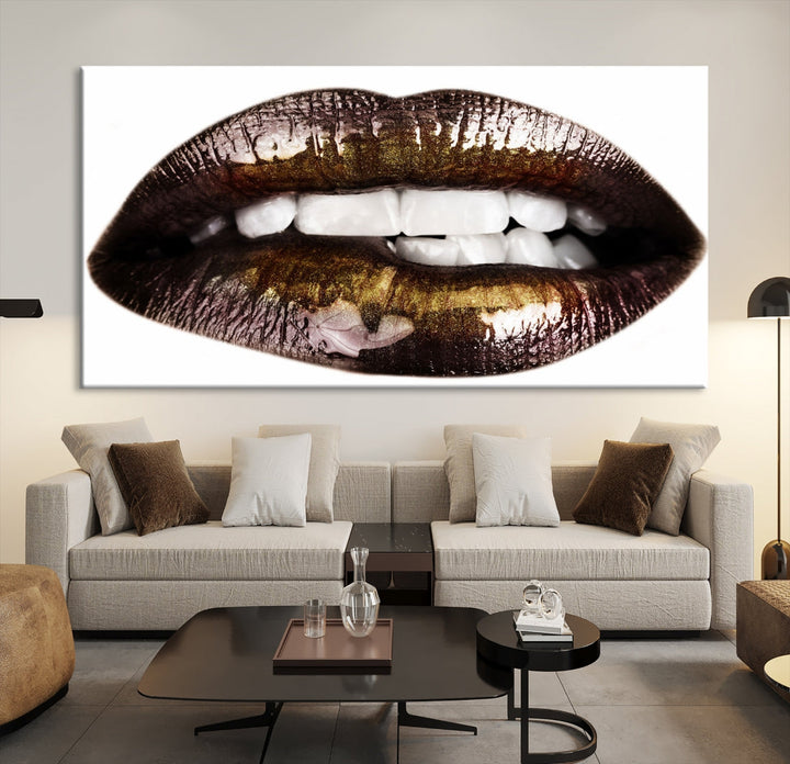 Lips Makeup Canvas Wall Art Large Print Art Woman Lips Canvas Print Fashion Beauty Art Trendy Wall Art Multi Panel Wall