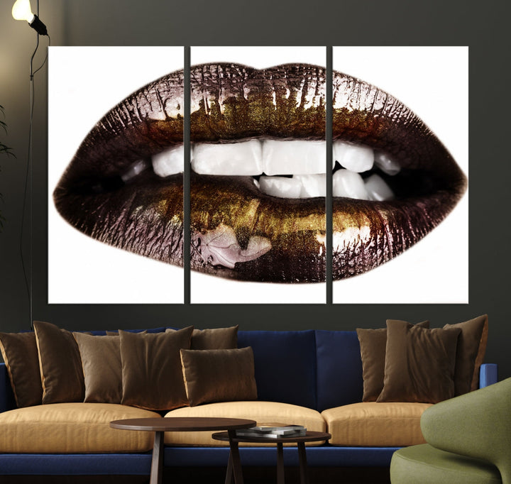 Lips Makeup Canvas Wall Art Large Print Art Woman Lips Canvas Print Fashion Beauty Art Trendy Wall Art Multi Panel Wall