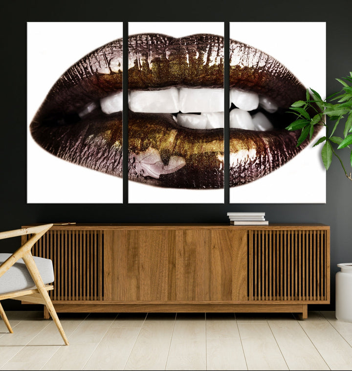 Lips Makeup Canvas Wall Art Large Print Art Woman Lips Canvas Print Fashion Beauty Art Trendy Wall Art Multi Panel Wall