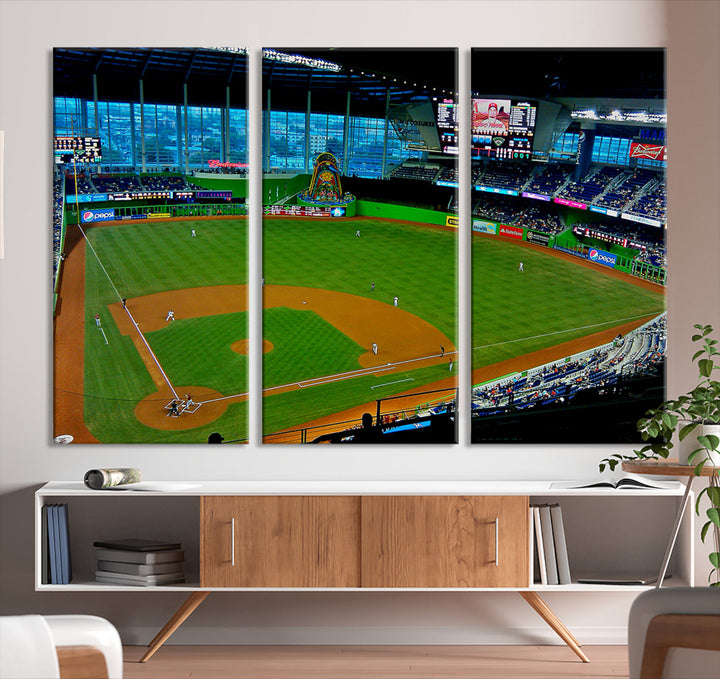 LoanDepot Park Wall Art Print Miami Marlins Stadium Canvas Print Baseball Wall Art, MLB Wall Decor, Baseball Lover Gifts Dorm Wall Decor